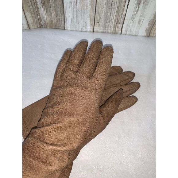 Vintage Tan Leather Gloves Size Medium - Picture 2 of 9
